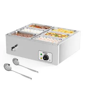 42.3QT 6-Pan Electric Commercial Food Warmer, 110V Stainless Steel Bain Marie Buffet, 6.9 QT/Pan Stove Steam Table with Temperature Control & Lid for Parties, Catering, Restaurants 42.3QT 6-Pan Electric Commercial Food Warmer, 110V Stainless Steel Bain Marie Buffet, 6.9 QT/Pan Stove Steam Table with Temperature Control & Lid for Parties, Catering, Restaurants