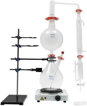 Distillation Apparatus Lab Glassware Kit 2000ml Essential Oil Distiller Kit Glass Steam Distillation with 1000W Heater Steam Water Distiller Purifier Essential Oil Distillation Apparatus for Home Lab Distillation Apparatus Lab Glassware Kit 2000ml Essential Oil Distiller Kit Glass Steam Distillation with 1000W Heater Steam Water Distiller Purifier Essential Oil Distillation Apparatus for Home Lab