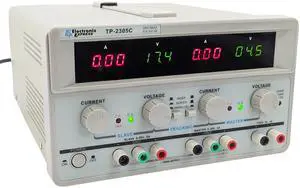 Triple Output Power Supply, Two 0-30V @ 0-5A; One Fixed 5V @ 3A, Quad LED Displays - Model TP-2305C by Triple Output Power Supply, Two 0-30V @ 0-5A; One Fixed 5V @ 3A, Quad LED Displays - Model TP-2305C by