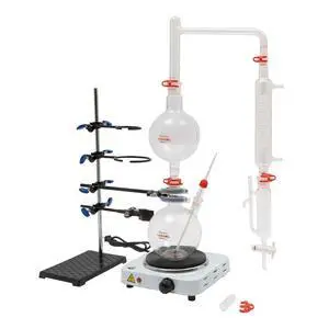 110V 1000W Essential Oil Separator Steam Water Distiller Purifier Lab Glass Distillation Kit Oil Distillation Apparatus with Condenser+Hot Stove (1000ML) 110V 1000W Essential Oil Separator Steam Water Distiller Purifier Lab Glass Distillation Kit Oil Distillation Apparatus with Condenser+Hot Stove (1000ML)