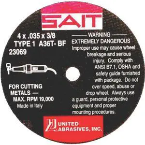 23069 4x.035x3/8 A36T Fast Cutting Thin High Speed Cut-off Wheels, 100 pack 23069 4x.035x3/8 A36T Fast Cutting Thin High Speed Cut-off Wheels, 100 pack