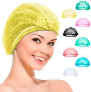 Disposable Bouffant Caps, Yellow 21 Inch Hair Nets for Food Service Workers, Non Woven Polypropylene Hair Covers, Pack of 1000 Disposable Bouffant Caps, Yellow 21 Inch Hair Nets for Food Service Workers, Non Woven Polypropylene Hair Covers, Pack of 1000