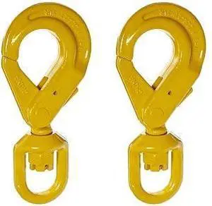 47400827 Grade 80 Drop Forged Steel Swivel Self-Locking Hook, Painted Finish, 3/8" Trade, 7100 lbs Working Load Limit (2) 47400827 Grade 80 Drop Forged Steel Swivel Self-Locking Hook, Painted Finish, 3/8" Trade, 7100 lbs Working Load Limit (2)