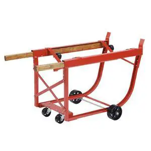 Heavy Duty Drum Cradle, Wood Handles & Steel Wheels, Red Heavy Duty Drum Cradle, Wood Handles & Steel Wheels, Red