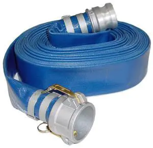 PVC Discharge Hose Assembly, Blue, 3" Male X Female Cam and Groove, 60 psi Max Pressure, 50' Length, 3" ID PVC Discharge Hose Assembly, Blue, 3" Male X Female Cam and Groove, 60 psi Max Pressure, 50' Length, 3" ID