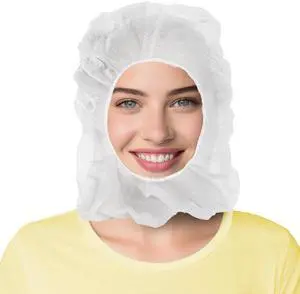 Disposable Hoods, White Polypropylene Hooded Caps with Elastic Face Opening, One Size, Pack of 1 000, Full Coverage Head and Beard Cover for Food Handling and Prep Disposable Hoods, White Polypropylene Hooded Caps with Elastic Face Opening, One Size, Pack of 1 000, Full Coverage Head and Beard Cover for Food Handling and Prep