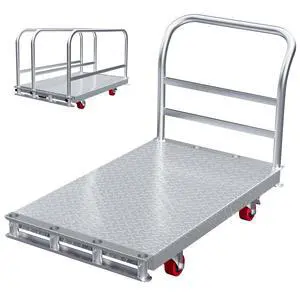 3200lbs Heavy Duty Platform Truck with 6" Swivel Brake Wheels & 4 Handrails, 44"x 28" Extra Large Steel Flatbed Cart, 2.5mm Steel Plate, Durable & Safe Industrial Dolly for Garage, Warehouse, Workshop 3200lbs Heavy Duty Platform Truck with 6" Swivel Brake Wheels & 4 Handrails, 44"x 28" Extra Large Steel Flatbed Cart, 2.5mm Steel Plate, Durable & Safe Industrial Dolly for Garage, Warehouse, Workshop