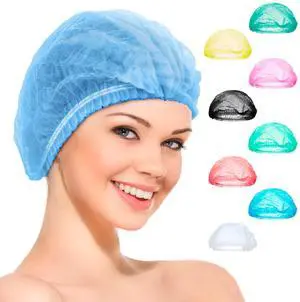Disposable Bouffant Caps, Blue 21 Inch Hair Nets for Food Service Workers, Non Woven Polypropylene Hair Covers, Pack of 1000 Disposable Bouffant Caps, Blue 21 Inch Hair Nets for Food Service Workers, Non Woven Polypropylene Hair Covers, Pack of 1000