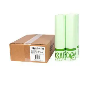 6400 HB4860-85 Certified Compostable Bag - 48x60 Green Bags for 64 Gallon Bin - Extra Strong Leak, Puncture and Tear Resistant Food Scraps Bin Liners, Pack of 60 6400 HB4860-85 Certified Compostable Bag - 48x60 Green Bags for 64 Gallon Bin - Extra Strong Leak, Puncture and Tear Resistant Food Scraps Bin Liners, Pack of 60