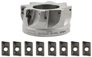 4" 90 Degree Indexable Face Mill Cutter with 8 PCS of APKT 1604 Insert 404-1870W+404-6541(8) S[ 4" 90 Degree Indexable Face Mill Cutter with 8 PCS of APKT 1604 Insert 404-1870W+404-6541(8) S[