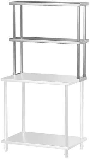 Stainless Steel Overshelf Shelves for Work & Prep Table 12 in x 36 in, 2 Tier Double Deck Overshelf with Adjustable Shelf, Commercial Countertop Shelf for Kitchen, Restaurant Stainless Steel Overshelf Shelves for Work & Prep Table 12 in x 36 in, 2 Tier Double Deck Overshelf with Adjustable Shelf, Commercial Countertop Shelf for Kitchen, Restaurant