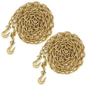 Grade 70 Transport Chain with Clevis Grab Hooks, 5/16 Inch x 16 Foot Load Chain, Easily Secure Heavy Loads to A Truck Or Flatbed Trailer, 4,700 Pound Working Load Limit, 2 Pack Grade 70 Transport Chain with Clevis Grab Hooks, 5/16 Inch x 16 Foot Load Chain, Easily Secure Heavy Loads to A Truck Or Flatbed Trailer, 4,700 Pound Working Load Limit, 2 Pack