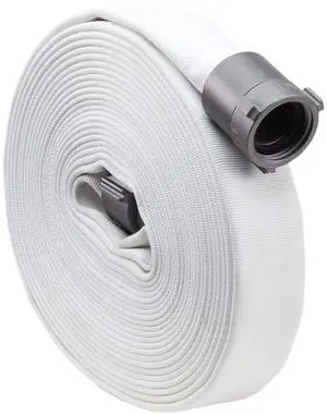 Fire Hose - 1" x 50' Lay Flat Water Hose - Made in the USA - White Forestry Firefighter Hose - NPSH Couplings Fire Hose - 1" x 50' Lay Flat Water Hose - Made in the USA - White Forestry Firefighter Hose - NPSH Couplings