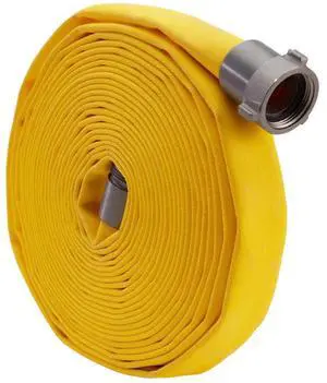 Fire Hose - 1 inch x 50' Lay Flat Water Hose - Made in the USA - Yellow Forestry Firefighter Hose - NH Couplings Fire Hose - 1 inch x 50' Lay Flat Water Hose - Made in the USA - Yellow Forestry Firefighter Hose - NH Couplings