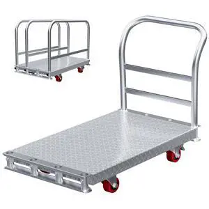 2600lbs Heavy Duty Platform Truck with 6" Swivel Brake Wheels & 4 Handrails, 40"x 24" Extra Large Steel Flatbed Cart, 2.5mm Steel Plate, Durable & Safe Industrial Dolly for Garage, Warehouse, Workshop 2600lbs Heavy Duty Platform Truck with 6" Swivel Brake Wheels & 4 Handrails, 40"x 24" Extra Large Steel Flatbed Cart, 2.5mm Steel Plate, Durable & Safe Industrial Dolly for Garage, Warehouse, Workshop