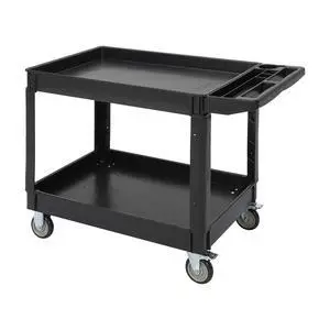 Service Utility Cart 2-Shelf Utility/Service Cart, 500-Pound Capacity, Storage Handle, for Warehouse/Garage/Cleaning/Manufacturing,45"X25" Black Service Utility Cart 2-Shelf Utility/Service Cart, 500-Pound Capacity, Storage Handle, for Warehouse/Garage/Cleaning/Manufacturing,45"X25" Black