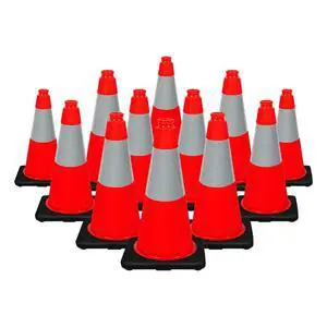 (Set of 12) 18 inch Traffic Safety Cones with Heavy Duty Black Base Orange Premium PVC with 6' Reflective Collar for No Parking, Training Cones, Caution Cones (12 Pack Cones) (Set of 12) 18 inch Traffic Safety Cones with Heavy Duty Black Base Orange Premium PVC with 6' Reflective Collar for No Parking, Training Cones, Caution Cones (12 Pack Cones)