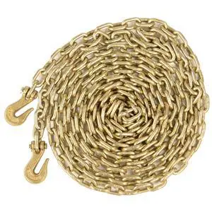 Grade 70 Transport Chain with Clevis Grab Hooks, 5/16 Inch x 25 Foot Load Chain, Easily Secure Heavy Loads to A Truck Or Flatbed Trailer, 4,700 Pound Working Load Limit Grade 70 Transport Chain with Clevis Grab Hooks, 5/16 Inch x 25 Foot Load Chain, Easily Secure Heavy Loads to A Truck Or Flatbed Trailer, 4,700 Pound Working Load Limit