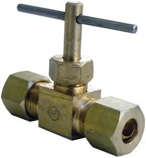 17-1511 Compression Straight Brass Needle Valve, x 1/4", 6 Piece 17-1511 Compression Straight Brass Needle Valve, x 1/4", 6 Piece
