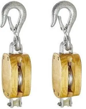 C0616900076 4" Single Wood Manila Rope Block with Hook, 1000 lbs Load Capacity, 1/2" Rope, 2-1/4" Sheave (2) C0616900076 4" Single Wood Manila Rope Block with Hook, 1000 lbs Load Capacity, 1/2" Rope, 2-1/4" Sheave (2)