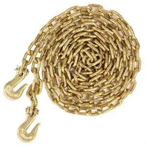 Grade 70 Transport Chain with Clevis Grab Hooks, 5/16 Inch x 16 Foot Load Chain, Easily Secure Heavy Loads to A Truck Or Flatbed Trailer, 4,700 Pound Working Load Limit Grade 70 Transport Chain with Clevis Grab Hooks, 5/16 Inch x 16 Foot Load Chain, Easily Secure Heavy Loads to A Truck Or Flatbed Trailer, 4,700 Pound Working Load Limit