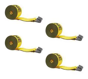 (4 Pack) 4" x 40' Winch Strap with Flat Hook - Kinedyne, Gold (4 Pack) 4" x 40' Winch Strap with Flat Hook - Kinedyne, Gold