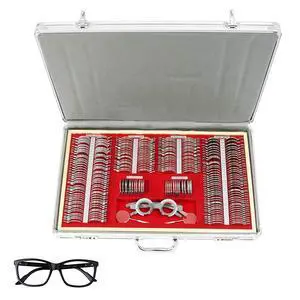 Trial Lens Set Optical, 266 PCS Precision Optical Lens Optometry Kit with Metal Rim Wood Frame Aluminum Box for Optometrists, Vision Testers, and Household Use (266 PCS/Set) Trial Lens Set Optical, 266 PCS Precision Optical Lens Optometry Kit with Metal Rim Wood Frame Aluminum Box for Optometrists, Vision Testers, and Household Use (266 PCS/Set)