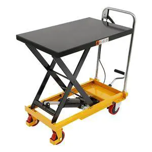 Hydraulic Lift Table, 500LBS Single Scissor Hydraulic Lifting Trolley Manual Lifting Scissors Trolleys Scissor Lift Table Cart with 4 Locking Wheels for Material Handling and Transportation Hydraulic Lift Table, 500LBS Single Scissor Hydraulic Lifting Trolley Manual Lifting Scissors Trolleys Scissor Lift Table Cart with 4 Locking Wheels for Material Handling and Transportation