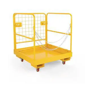 Forklift Safety Cage Aerial Rails 36"x36" inch Heavy Duty Steel Forklift Safety Work Platform with 4 Universal Wheels Fold Down Lift Basket 1150 lbs Capacity Forklift Safety Cage Aerial Rails 36"x36" inch Heavy Duty Steel Forklift Safety Work Platform with 4 Universal Wheels Fold Down Lift Basket 1150 lbs Capacity