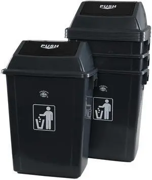 4 Pack Garbage Bin with Swing Lid, 18 Gal Plastic Kitchen Trash Can | Grey, Large 4 Pack Garbage Bin with Swing Lid, 18 Gal Plastic Kitchen Trash Can | Grey, Large