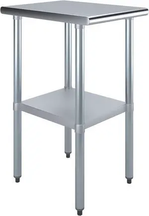 Commercial Stainless Steel Work Prep Table 24" x 18" NSF Certified Heavy-Duty Table with Adjustable Undershelf for Restaurant, Kitchen, or Garage Use Commercial Stainless Steel Work Prep Table 24" x 18" NSF Certified Heavy-Duty Table with Adjustable Undershelf for Restaurant, Kitchen, or Garage Use