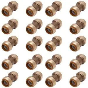 Push to Connect Fittings, 50pc Pack of 3/4 Inch Push To Connect Fitting Straight Coupling Connector for PEX, Copper, CPVC Pipe, Brass Plumbing Fitting with Stiffener, No Lead Push to Connect Fittings, 50pc Pack of 3/4 Inch Push To Connect Fitting Straight Coupling Connector for PEX, Copper, CPVC Pipe, Brass Plumbing Fitting with Stiffener, No Lead