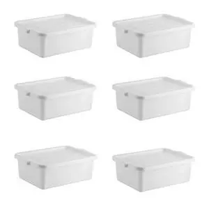 6-Pack Polypropylene Bus Tub with Cover, Durable Bus Box for Professional Food Service Use, Plastic Restaurant Tub, Commercial Tote Box for Food Service or Transporting, (20" x 15" x 7"), White 6-Pack Polypropylene Bus Tub with Cover, Durable Bus Box for Professional Food Service Use, Plastic Restaurant Tub, Commercial Tote Box for Food Service or Transporting, (20" x 15" x 7"), White