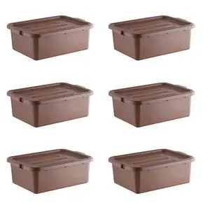 6-Pack Polypropylene Bus Tub with Cover, Durable Bus Box for Professional Food Service Use, Plastic Restaurant Tub, Commercial Tote Box for Food Service or Transporting, (20" x 15" x 7"), Brown 6-Pack Polypropylene Bus Tub with Cover, Durable Bus Box for Professional Food Service Use, Plastic Restaurant Tub, Commercial Tote Box for Food Service or Transporting, (20" x 15" x 7"), Brown