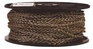 0721667 Double Jack Chain on Reel, Brass Glo Finish, #16 Trade, 0.06" Diameter, 200' Length, 11 lbs Load Capacity 0721667 Double Jack Chain on Reel, Brass Glo Finish, #16 Trade, 0.06" Diameter, 200' Length, 11 lbs Load Capacity