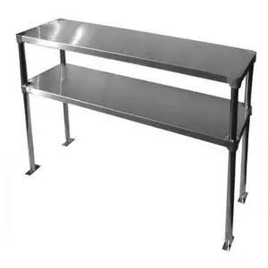 Stainless Steel Double Overshelf for Prep Work Table 12 x 48 Top Mount - NSF Stainless Steel Double Overshelf for Prep Work Table 12 x 48 Top Mount - NSF
