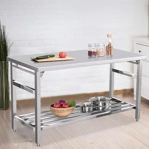 Stainless Steel Work Table, 24'' x 60'' Folding Table for Kitchen, NSF Commercial Heavy Duty Stainless Steel Prep Table with Adjustable Undershelf, for Kitchen, Restaurant, Home Stainless Steel Work Table, 24'' x 60'' Folding Table for Kitchen, NSF Commercial Heavy Duty Stainless Steel Prep Table with Adjustable Undershelf, for Kitchen, Restaurant, Home
