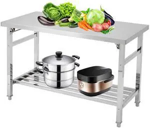 Stainless Steel Work Table, 48'' x 24'' Folding Table for Kitchen, NSF Commercial Heavy Duty Stainless Steel Prep Table with Adjustable Undershelf, for Kitchen, Restaurant, Home Stainless Steel Work Table, 48'' x 24'' Folding Table for Kitchen, NSF Commercial Heavy Duty Stainless Steel Prep Table with Adjustable Undershelf, for Kitchen, Restaurant, Home