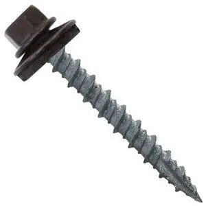 Metal ROOFING SCREWS: (1000) 10 x 1-1/2" Dark Brown Hex Head Sheet Metal Roof Screw. Self starting metal to wood siding screws. EPDM washer. Colored head Metal ROOFING SCREWS: (1000) 10 x 1-1/2" Dark Brown Hex Head Sheet Metal Roof Screw. Self starting metal to wood siding screws. EPDM washer. Colored head