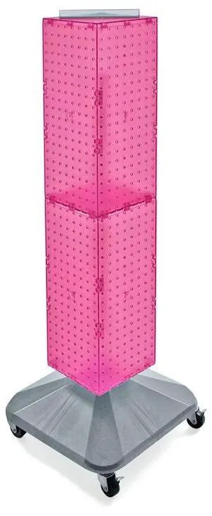 703388-PNK Standard Four-Sided Interlocking Pegboard Tower, Pink Translucent 703388-PNK Standard Four-Sided Interlocking Pegboard Tower, Pink Translucent