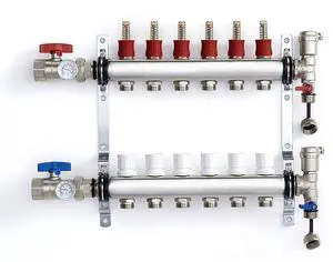 PEX Manifold Radiant Floor Heating Set 6 Loop System Stainless Steel Heated Hydronic Heating For 1/2" Oxygen Barrier Tubing PEX Manifold Radiant Floor Heating Set 6 Loop System Stainless Steel Heated Hydronic Heating For 1/2" Oxygen Barrier Tubing