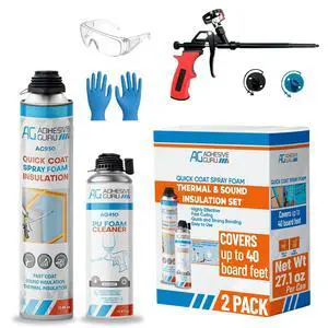 Adhesive Guru Spray Foam Insulation Kit (2 x 32.80 oz), Polyurethane Self-Expanding Adhesive Foam, Closed Cell Heat Insulation and Acustic Spray with Cleaner and Dispensing Gun Adhesive Guru Spray Foam Insulation Kit (2 x 32.80 oz), Polyurethane Self-Expanding Adhesive Foam, Closed Cell Heat Insulation and Acustic Spray with Cleaner and Dispensing Gun