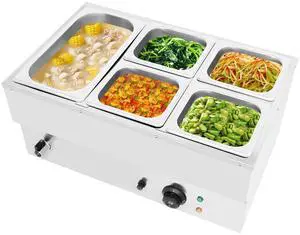 Electric Commercial Food Warmer,110V 5-Pan Stainless Steel Bain Marie Buffet Food Warmer Steam Table with Temperature Control and Cover,Suitable for Parties,Catering and Restaurants Electric Commercial Food Warmer,110V 5-Pan Stainless Steel Bain Marie Buffet Food Warmer Steam Table with Temperature Control and Cover,Suitable for Parties,Catering and Restaurants