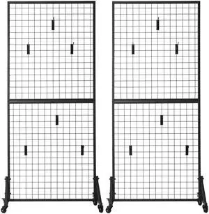 2-Pack Grid Wall Panel Display Rack, Triangular Stable Base Floor-Standing Grid Wall Panel Display Rack, for Arts and Crafts Display, Retail Display with Extra Clips and Hooks 2-Pack Grid Wall Panel Display Rack, Triangular Stable Base Floor-Standing Grid Wall Panel Display Rack, for Arts and Crafts Display, Retail Display with Extra Clips and Hooks