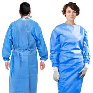 Disposable Isolation Gowns, 2X-Large Blue, Pack of 30, 50 GSM Non-Woven Polypropylene, Long Sleeves, Knit Cuffs, Neck and Waist Ties, Unisex Disposable Isolation Gowns, 2X-Large Blue, Pack of 30, 50 GSM Non-Woven Polypropylene, Long Sleeves, Knit Cuffs, Neck and Waist Ties, Unisex