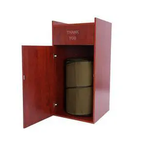 40 Gallon Restaurant Trash Bin Cabinet, Wood Commercial-Grade Trash Receptacle w/ Trash Bag, Indoor Trash Can Cabinet & Garbage Receptacle for Self-Service Restaurant, Food Courts, Coffee Shop (Brown) 40 Gallon Restaurant Trash Bin Cabinet, Wood Commercial-Grade Trash Receptacle w/ Trash Bag, Indoor Trash Can Cabinet & Garbage Receptacle for Self-Service Restaurant, Food Courts, Coffee Shop (Brown)