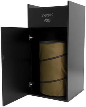 40 Gallon Restaurant Trash Bin Cabinet, Wood Commercial-Grade Trash Receptacle w/ Trash Bag, Indoor Trash Can Cabinet & Garbage Receptacle for Self-Service Restaurant, Food Courts, Coffee Shop (Black) 40 Gallon Restaurant Trash Bin Cabinet, Wood Commercial-Grade Trash Receptacle w/ Trash Bag, Indoor Trash Can Cabinet & Garbage Receptacle for Self-Service Restaurant, Food Courts, Coffee Shop (Black)