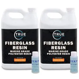 Polyester Fiberglass Laminating Resin-Grade A, 2 Gallon Low Viscosity Coating Material with MEKP Hardeners - Great for Boats, Car Exterior, Canoe, Surfboards - Hard, Non-Tacky Finish | Includes MEKP h Polyester Fiberglass Laminating Resin-Grade A, 2 Gallon Low Viscosity Coating Material with MEKP Hardeners - Great for Boats, Car Exterior, Canoe, Surfboards - Hard, Non-Tacky Finish | Includes MEKP h