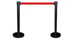Black Crowd Control Stanchion Queue Barrier Post RED Strap 78" Retractable 12004-10-2PK Black Crowd Control Stanchion Queue Barrier Post RED Strap 78" Retractable 12004-10-2PK