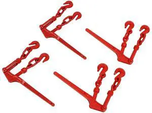 Lever Load Binder 5/16" - 3/8", 4 Pack Snap Chain Binder 5,400lbs Working Load Limit with G80 Hook for Grade 70/80 Transport Chain for Flatbed Truck Trailer, Red Lever Load Binder 5/16" - 3/8", 4 Pack Snap Chain Binder 5,400lbs Working Load Limit with G80 Hook for Grade 70/80 Transport Chain for Flatbed Truck Trailer, Red